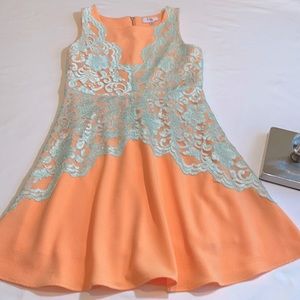 Girls Peach and blue Lace dress